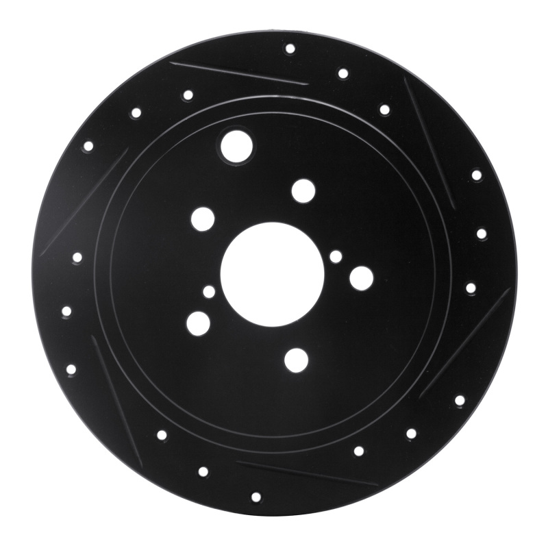 Subaru Outback Brake Rotor (1) - Rear Right - R1 Concepts - Drilled & Slotted - Black - `08-`15